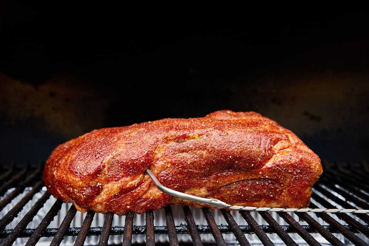 Smoke pork butt at 250 degrees Fahrenheit