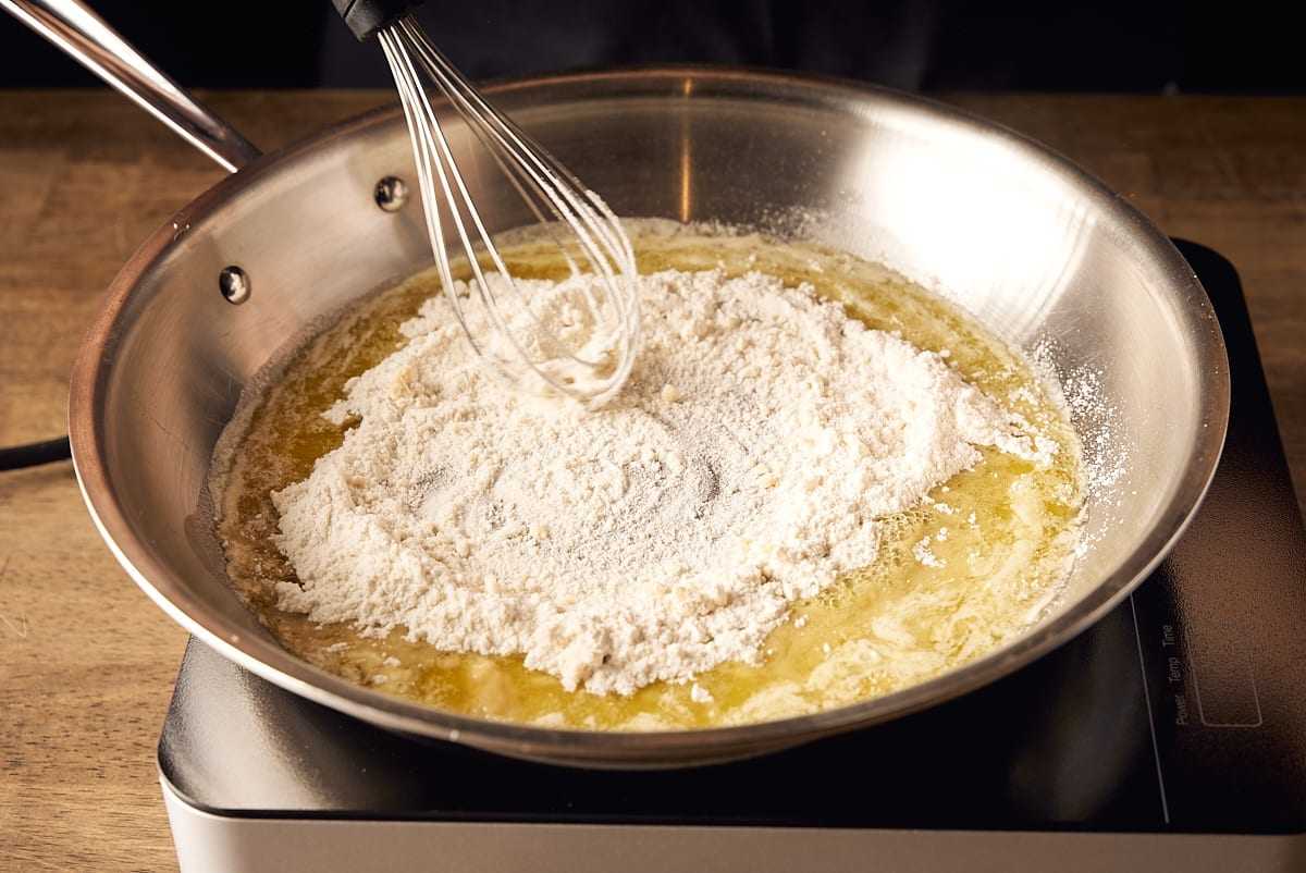 Whisk flour into the melted butter