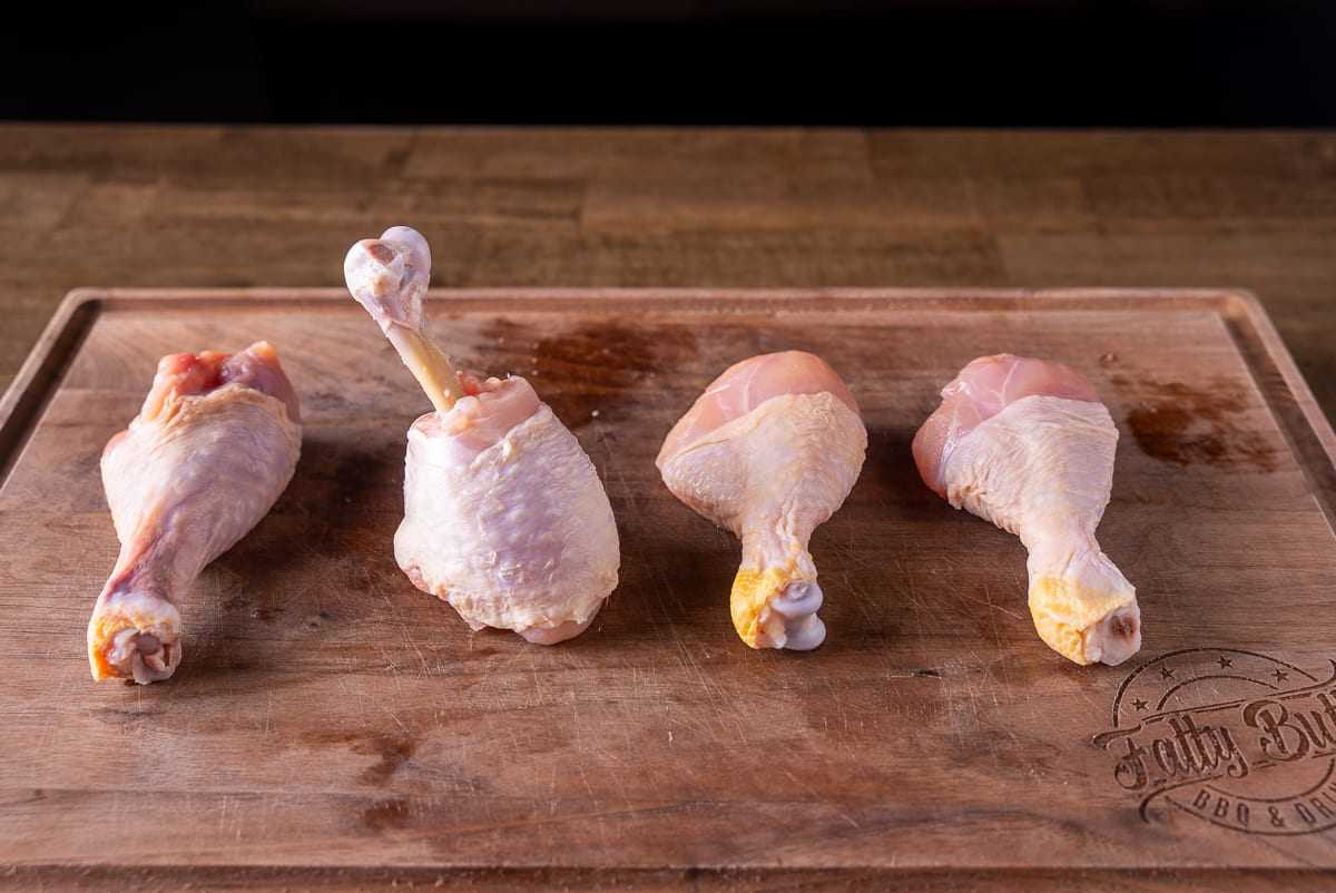 Chicken lollipops after skin and flesh have been removed